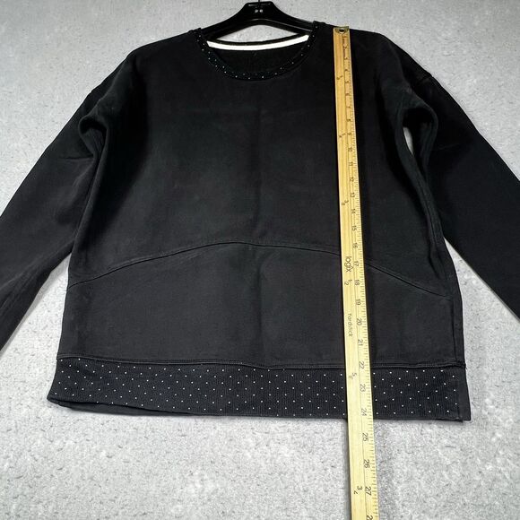 Lululemon Crewneck Womens Size 8 Black Keep Up Crew Cotton Fleece Pullover Faded - Picture 7 of 11